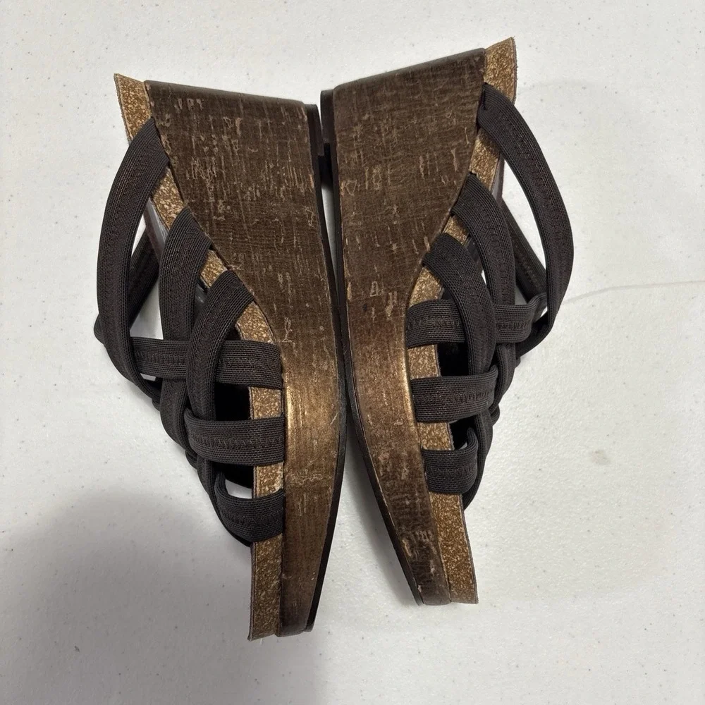 DONALD J PLINER Metallic Mesh Cork Wedge Sandals Size‎ 6 N